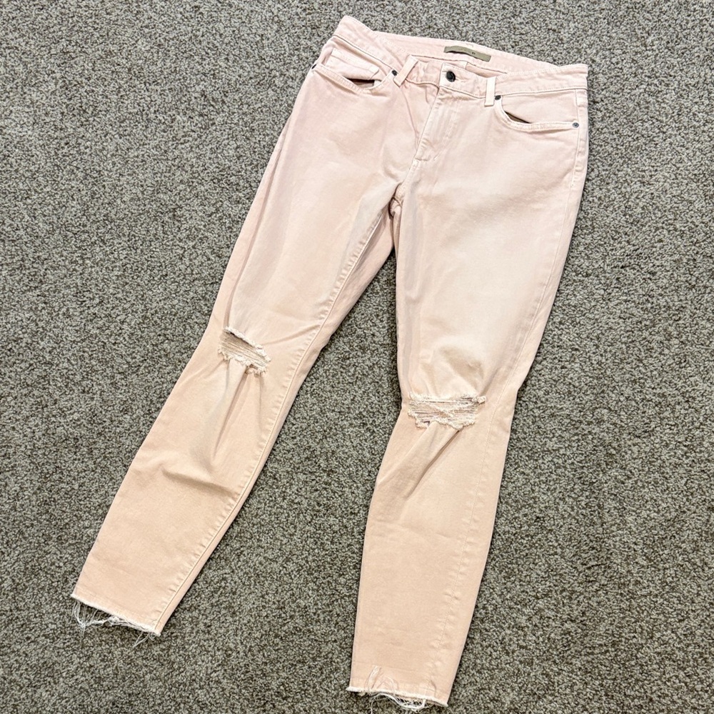 Joe's Jeans Blush Pink Skinny Stretch Distressed Jeans EUC 30 (10)